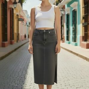 Classic Black Denim Skirt